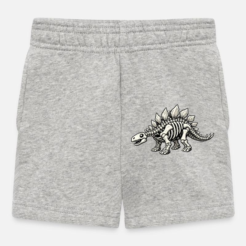 Stegosaurus Skeleton - Baby Shorts - heather grey