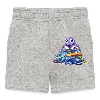 Kreativer Monster auf Bücherstapel - Baby Shorts - Grau meliert - Vorne