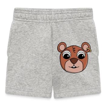 Fröhliches, freches Tiergesicht - Baby Shorts - Grau meliert - Vorne