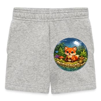 Fox in Glass Ball Forest - Baby Shorts - heather grey - Front