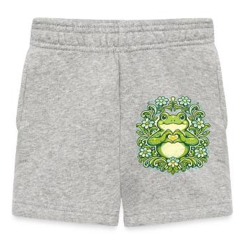 Cœur de grenouille verte dans un mandala floral - Short Bébé - gris chiné - Devant