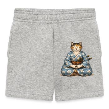 Zen-Samurai-Katzen-Meditationskimono - Baby Shorts - Grau meliert - Vorne