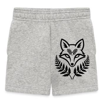 Fox Head Fern Leaves Coat of Arms - Baby Shorts - heather grey - Front