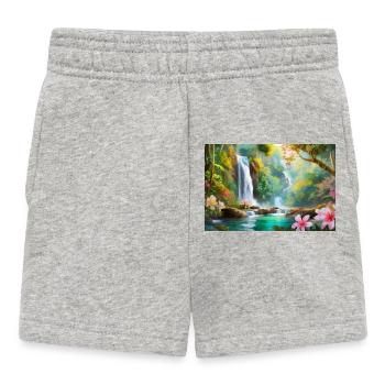 Dschungelwasserfall Traum - Baby Shorts - Grau meliert - Vorne