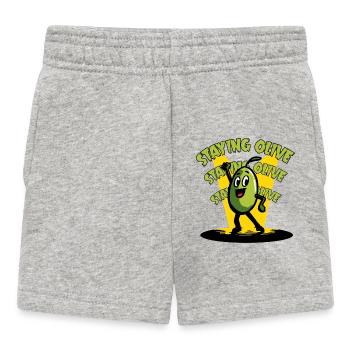 Staying Olive – Oliv-Disco und Retro-Humor - Baby Shorts - Grau meliert - Vorne