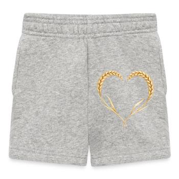 Weizen Herz Landwirtschaft Ähren Natur Motiv  - Baby Shorts - Grau meliert - Vorne