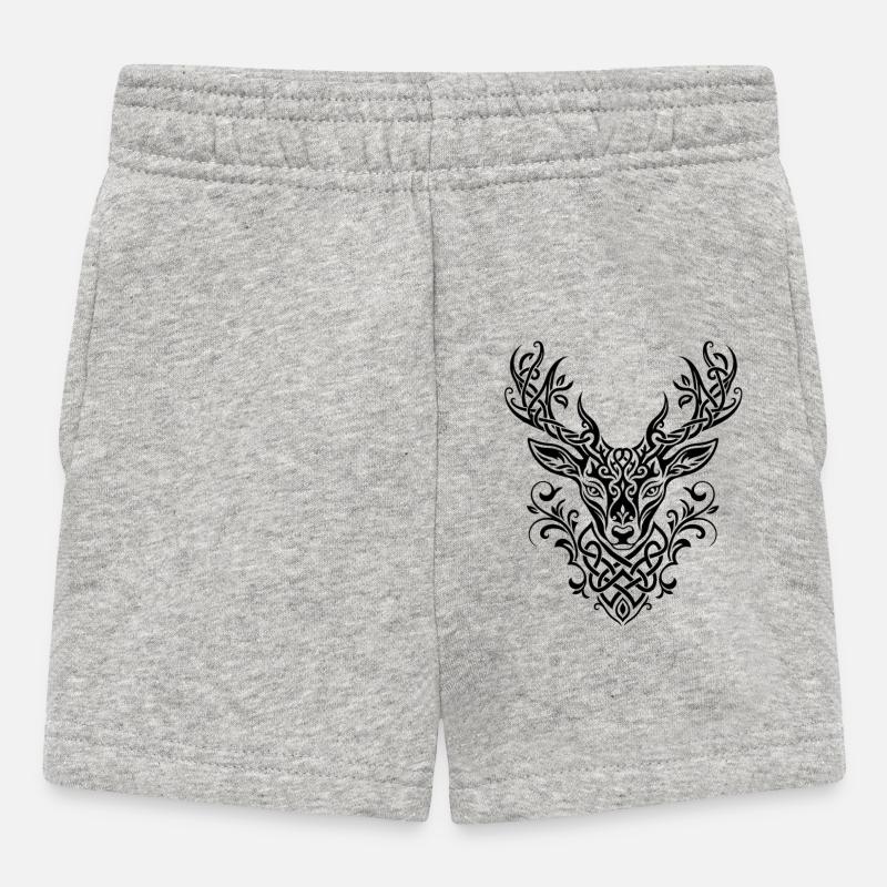 Celtic Deer Head Knot Pattern - Baby Shorts - heather grey