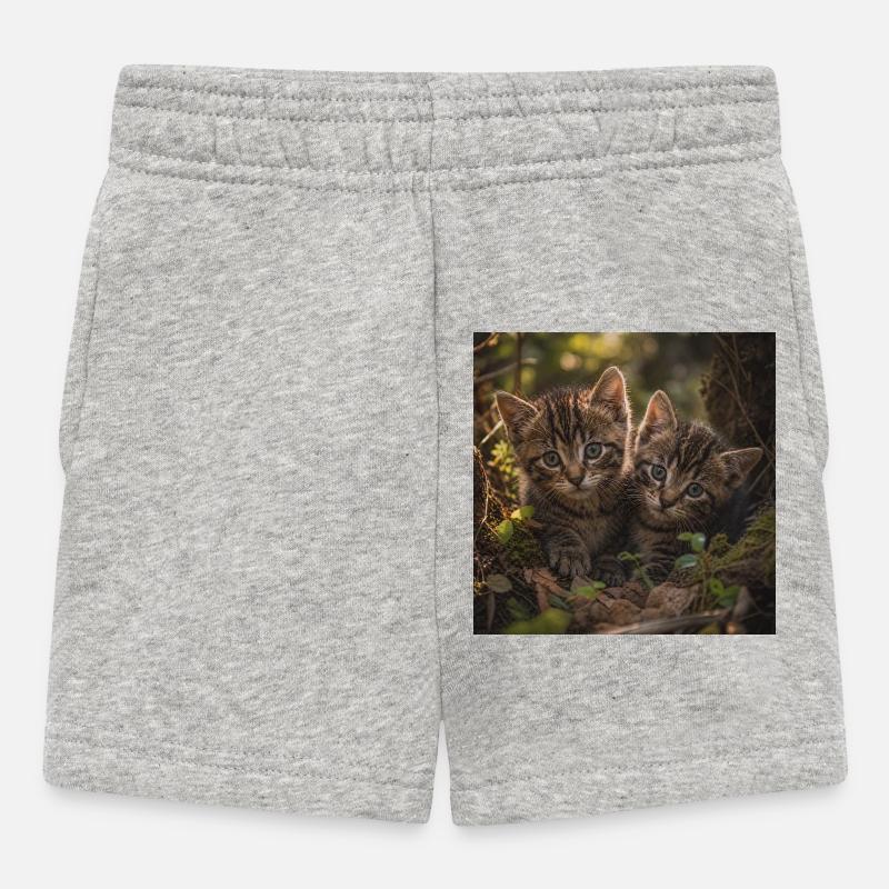 Kätzchen auf einer Lichtung im Wald - Baby Shorts - Grau meliert