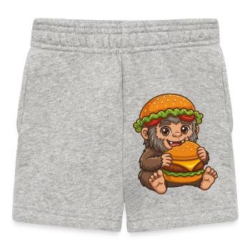 Mignon Sasquatch Bigfoot Cartoon Burger de restauration rapide - Short Bébé - gris chiné - Devant