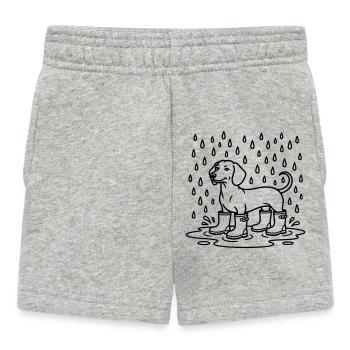 Dachshund In The Rain Funny Wellington Boots - Baby Shorts - heather grey - Front