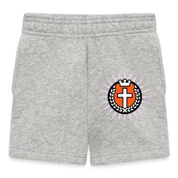 Croix à la lumière avec couronne - Short Bébé - gris chiné - Devant