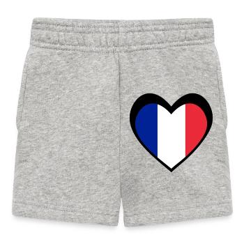 Heart French Flag Black - Baby Shorts - heather grey - Front