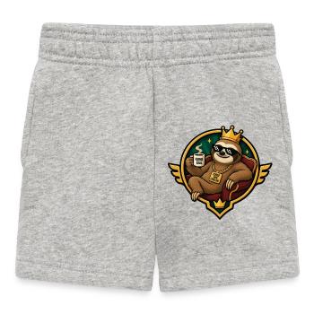 Königlicher Chiller-Sloth mit Kaffee - Baby Shorts - Grau meliert - Vorne