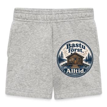 Sauna zuerst, immer schwedischer Humor - Baby Shorts - Grau meliert - Vorne