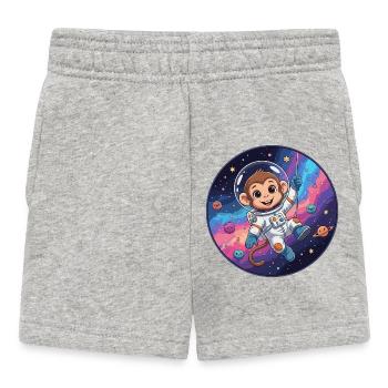 Monkey Astronaut in Star Space - Baby Shorts - heather grey - Front