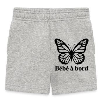 Sticker Autocollant pour Voiture papillon bébé  - Short Bébé - gris chiné - Devant