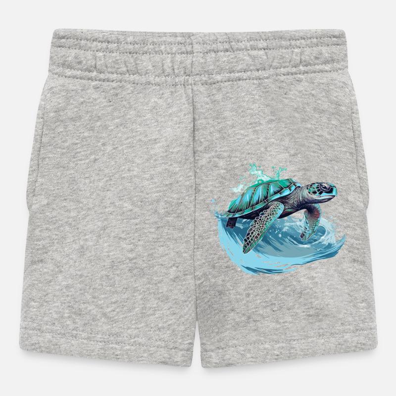Danse des vagues de tortues néon - Short Bébé - gris chiné