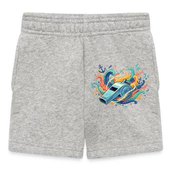 Maritime Pfeife im Farbschwall - Baby Shorts - Grau meliert - Vorne