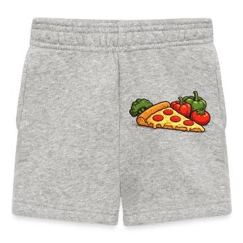 La pizza est mon légume - Un design de restauration rapide amusant - Short Bébé - gris chiné - Devant