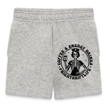 Skeleton Barista with Coffee & Energy Night Shift - Baby Shorts - heather grey - Front
