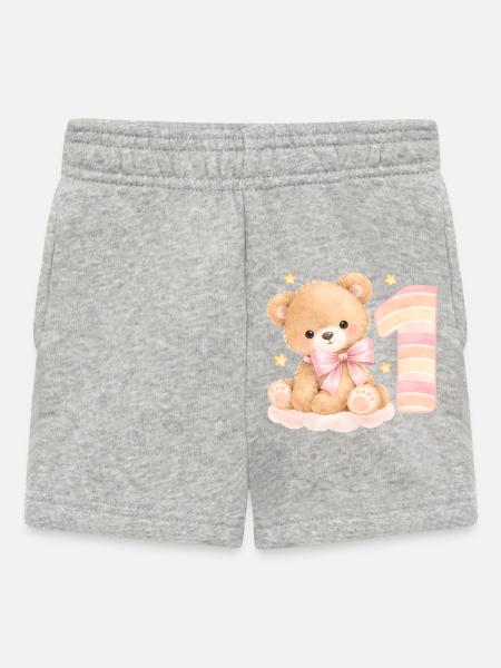 1-års fødselsdagsgave Sød Teddy Bear Girl Gave - Shorts til baby - grå meleret