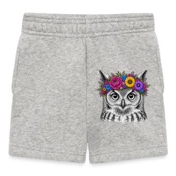 Owl head with flower crown - Baby Shorts - heather grey - Front