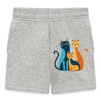 Bright Cat Trio: Modern Whimsy - Baby Shorts - heather grey - Front