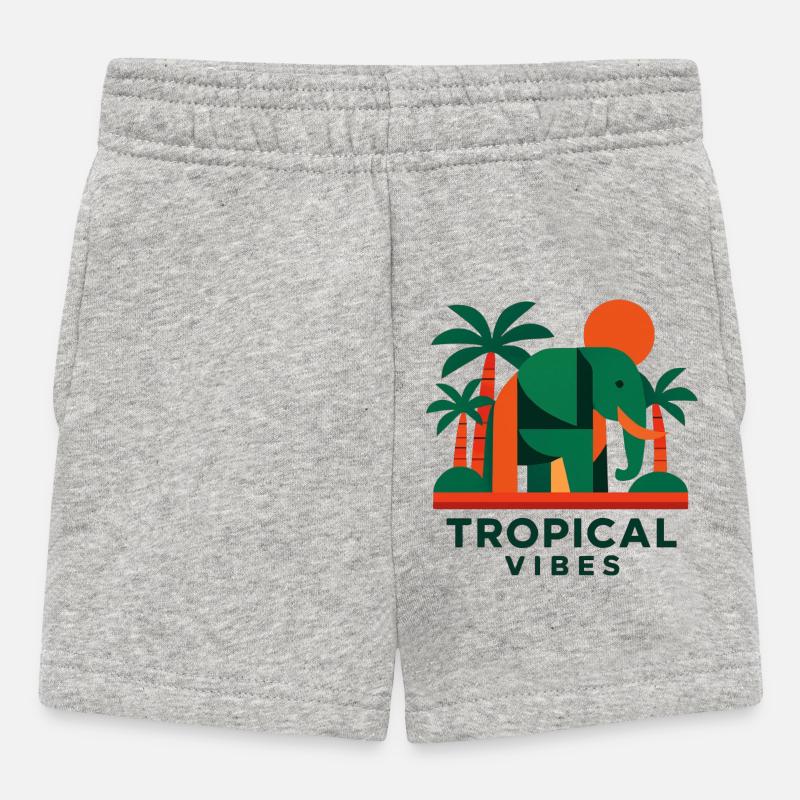 Éléphant tropical - Short Bébé - gris chiné