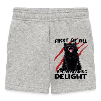 Naughty Black Cat Goblin Fashion Cat Madness - Baby Shorts - heather grey - Front
