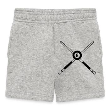 Crossed Pool Sticks Eight Ball Cue - Baby Shorts - heather grey - Front