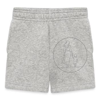 Mutter-Kind-Link in linearer Zeichnung - Baby Shorts - Grau meliert - Vorne