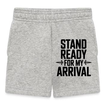 Bereit für meine Ankunft - Baby Shorts - Grau meliert - Vorne