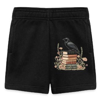 Rabe auf Bücherstapel - Baby Shorts - Schwarz - Vorne