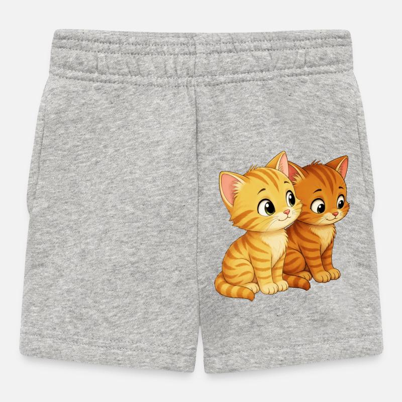 Des chatons assis côte à côte - Short Bébé - gris chiné