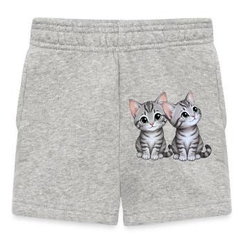 Kitten siblings - Baby Shorts - heather grey - Front