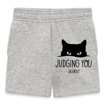 Le chat noir te jugeant silencieusement - Short Bébé - gris chiné - Devant