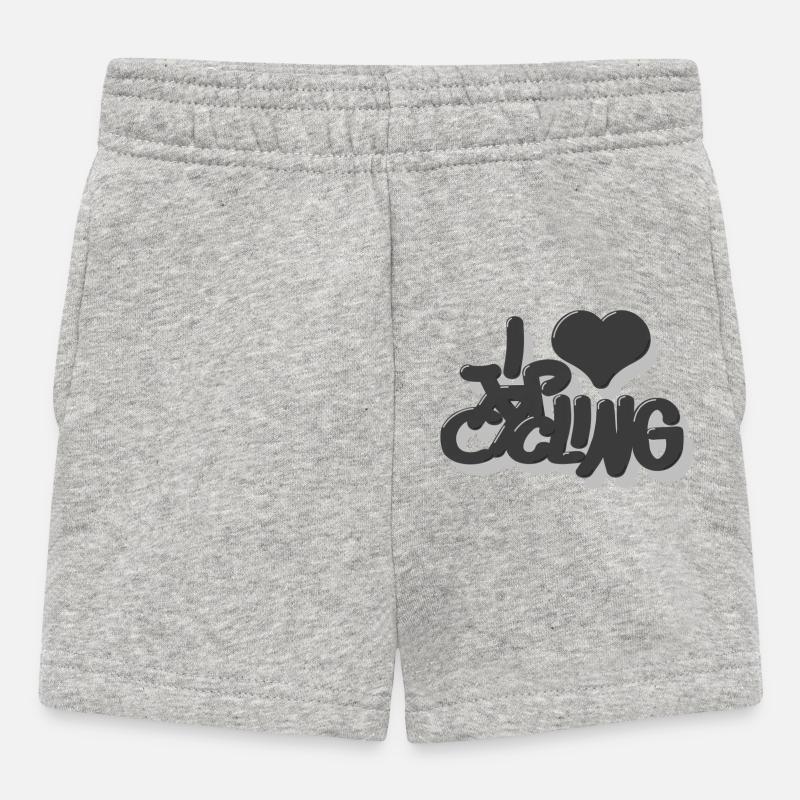 I_love_Cycling_grau - Short Bébé - gris chiné