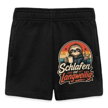 Schlafen ist Langweilig – Freches Faultier mit Kaf - Baby Shorts - Schwarz - Vorne