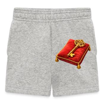 Goldener Schlüssel auf rotem Polster - Baby Shorts - Grau meliert - Vorne