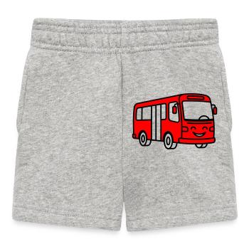 Bus-Cartoon - Baby Shorts - Grau meliert - Vorne