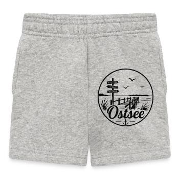 Ostsee Steg Schilder Rostock Lübeck Wismar - Baby Shorts - Grau meliert - Vorne