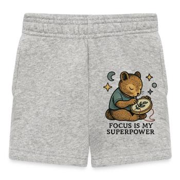 Fokus: Superkraft Bärenstickerei - Baby Shorts - Grau meliert - Vorne