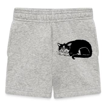 Katze chillig Kater relaxen - Baby Shorts - Grau meliert - Vorne