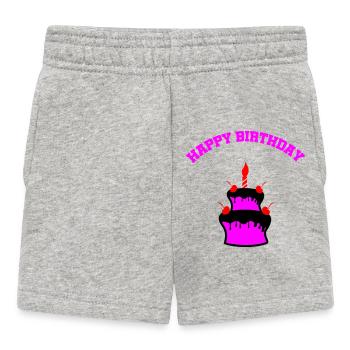 Neon Geburtstagskuchen Sticker - Baby Shorts - Grau meliert - Vorne