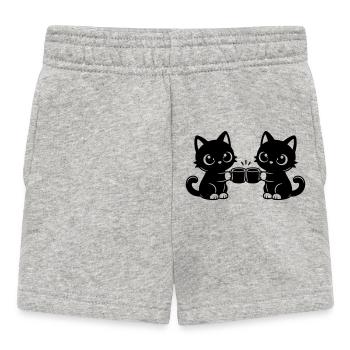 Zwei Katzen trinken Kaffee zusammen - Baby Shorts - Grau meliert - Vorne