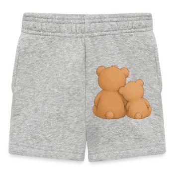 Kuschelbären Freundschaft Zusammenhalt Tiermotiv - Baby Shorts - Grau meliert - Vorne