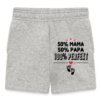 50 Papa 50 Mama 100 Perfekt Baby Säugling - Baby Shorts - Grau meliert - Vorne