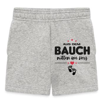 Aus dem Bauch ins Herz Baby Sprüche - Baby Shorts - Grau meliert - Vorne