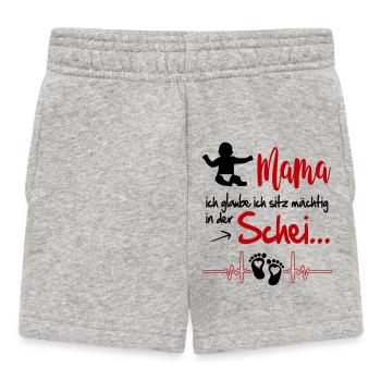 Windel voll Babysprüche Strampler Mama Säugling - Baby Shorts - Grau meliert - Vorne