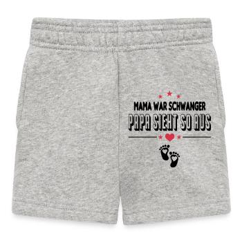 Mama war schwanger Papa sieht so aus Baby Sprüche - Baby Shorts - Grau meliert - Vorne